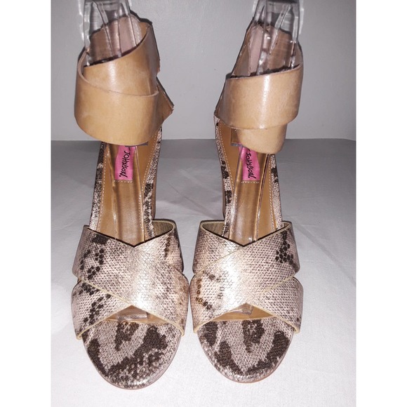 NWOB Betsey Johnson BAZAR Gold Metallic Snakeskin Sandals 6.5M - Picture 5 of 7